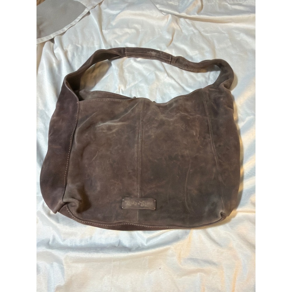 Lucky Brand Brown Suede Hobo Bag Slouchy Leather Shoulder Bag Boho Large Tie Top - Picture 5 of 6